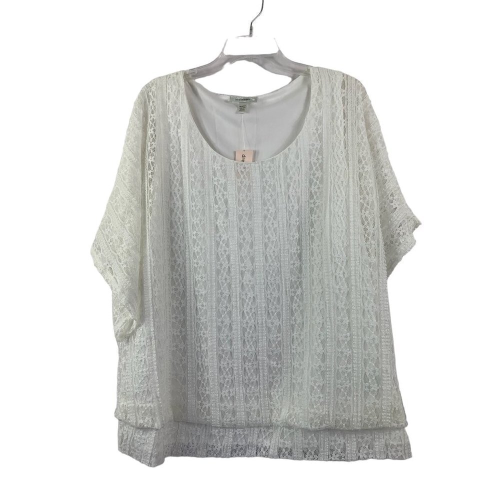 Dressbarn Women's White Lace Full Bloom Top